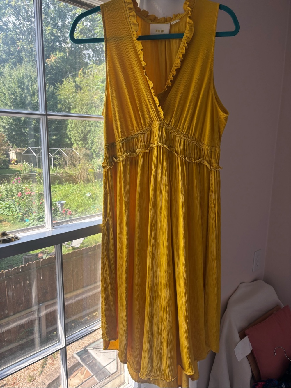 Maeve Sundress in Bright Yellow with Ruffle Trim